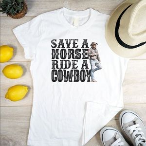 Super cute rip Yellowstone tee. Save a horse ride a Cowboy